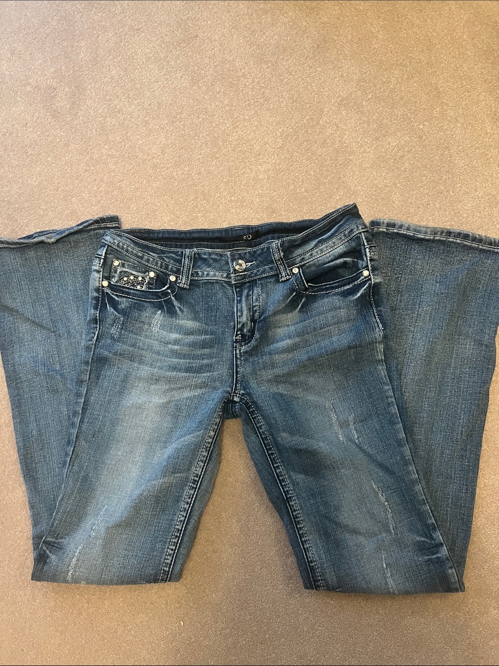 Women's Low-Rise Bootcut Denim Jeans in Blue Dark Wash